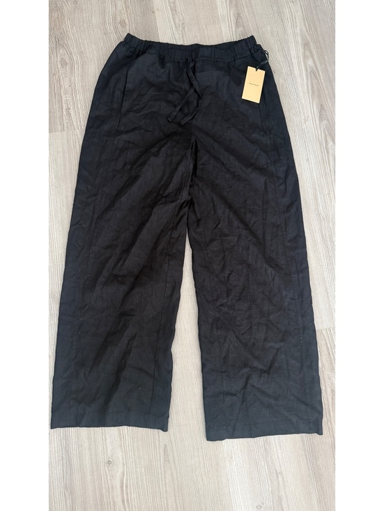Halogen Pants - Halogen Black Linen Blend Wide Leg Pants NWT Pull On Relaxed Minimalist Size S